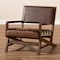 Baxton Studio Rovelyn Brown Upholstered Walnut Finished Wood Lounge Chair 153-9245 - alternate 7